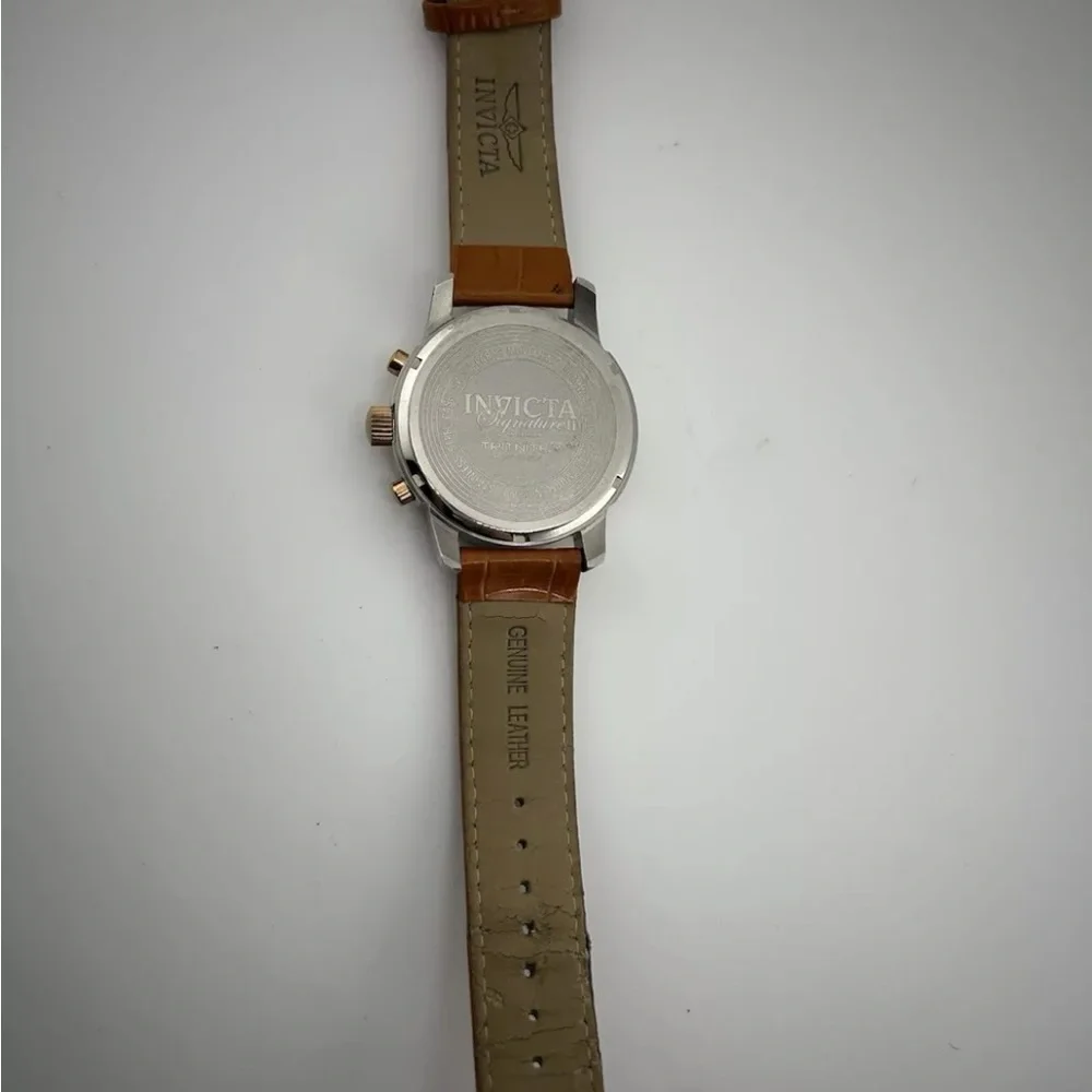 Invicta Men's Signature II Black Dial Brown Genuine Leather Watch 7340 #46